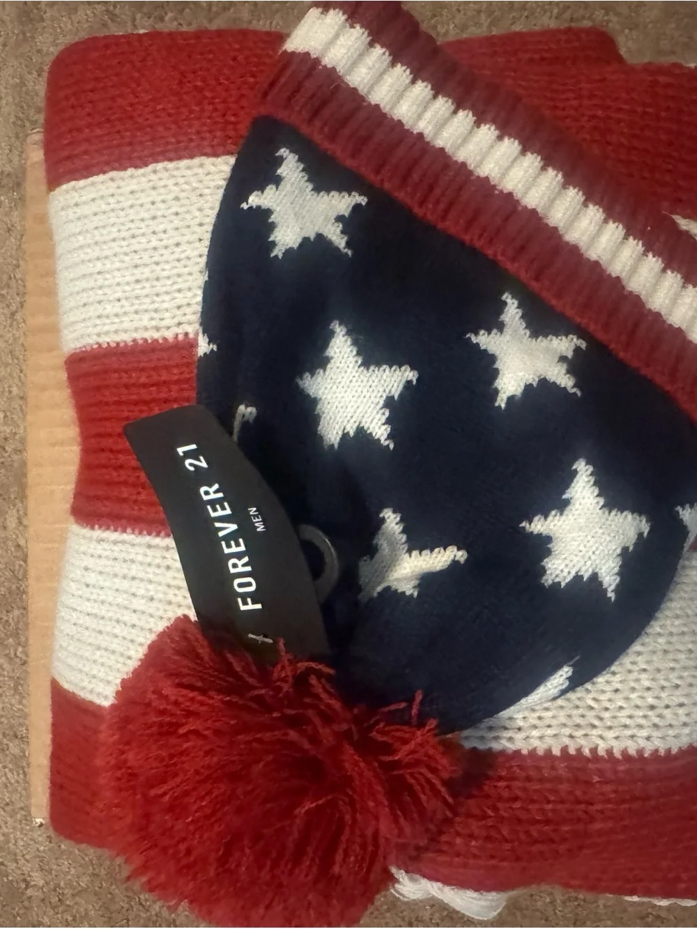 American Stars Knit Bernie and scarf- Red, White & Blue